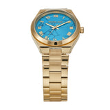 Michael Kors Lennox Analog Blue Dial Gold Steel Strap Watch for Women - MK7460 Authentic Buy Shop Now