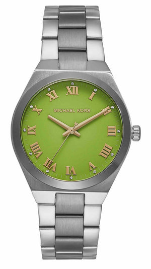Michael Kors Lennox Three-Hand Green Dial Silver Steel Strap Watch for Women - MK7463 Authentic Buy Shop Now