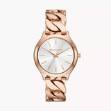 Michael Kors Runway Three-Hand Silver Dial Rose Gold Steel Strap Watch for Women - MK7473 Authentic Buy Shop Now