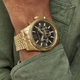 Michael Kors Lexington Chronograph Black Dial Gold Steel Strap Watch for Men - MK8286 Authentic Buy Shop Now