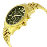 Michael Kors Lexington Chronograph Green Dial Gold Steel Strap Watch for Men - MK8446 Authentic Buy Shop Now