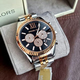 Michael Kors Lexington Chronograph Crystals Black Dial Two Tone Steel Strap Watch for Men - MK8714 Authentic Buy Shop Now