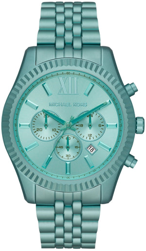 Michael Kors Lexington Chronograph Turquoise Dial Turquoise Steel Strap Watch For Men - MK8793 Authentic Buy Shop Now