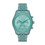 Michael Kors Lexington Chronograph Turquoise Dial Turquoise Steel Strap Watch For Men - MK8793 Authentic Buy Shop Now