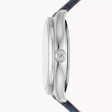Michael Kors Benning Three Hand Silver Dial Blue Leather Strap Watch For Men - MK8930 Authentic Buy Shop Now