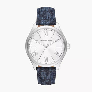 Michael Kors Benning Three Hand Silver Dial Blue Leather Strap Watch For Men - MK8930 Authentic Buy Shop Now