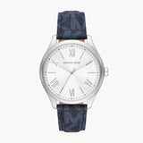 Michael Kors Benning Three Hand Silver Dial Blue Leather Strap Watch For Men - MK8930 Authentic Buy Shop Now