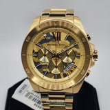Michael Kors Brecken Chronograph Gold Dial Gold Steel Strap Watch For Men - MK8934 Authentic Buy Shop Now
