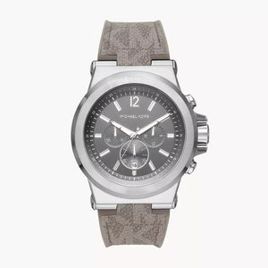 Michael Kors Dylan Chronograph Grey Dial Grey PVC Strap Watch For Men - MK8935 Authentic Buy Shop Now