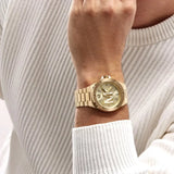 Michael Kors Lennox Three-Hand Quartz Gold Dial Gold Steel Strap Watch For Men - MK8939 Authentic Buy Shop Now
