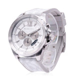 Michael Kors Brecken Chronograph Silver Dial White Leather Strap Watch For Men - MK8949 Authentic Buy Shop Now