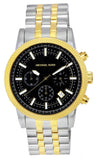 Michael Kors Hutton Chronograph Black Dial Two Tone Steel Strap Watch For Men - MK8954 Authentic Buy Shop Now