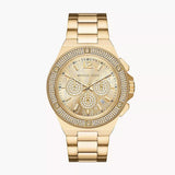 Michael Kors Lennox Chronograph Gold Dial Gold Steel Strap Watch For Men - MK8989 Authentic Buy Shop Now