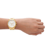 Michael Kors Lennox Chronograph White Dial Gold Steel Strap Watch For Men - MK9120 Authentic Buy Shop Now