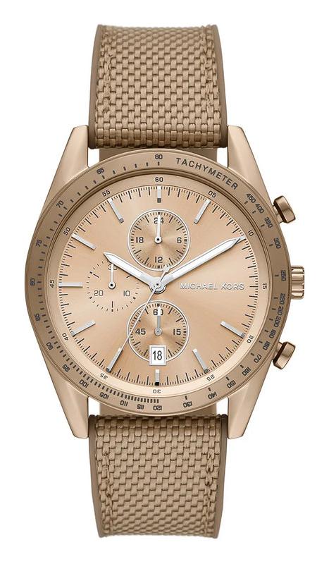 Michael Kors Warren Chronograph Beige Dial Beige Nylon Strap Watch for Men - MK9145 Authentic Buy Shop Now