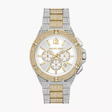 Michael Kors Lennox Pave Crystals Chronograph White Dial Two Tone Steel Strap Watch for Men - MK9150 Authentic Buy Shop Now
