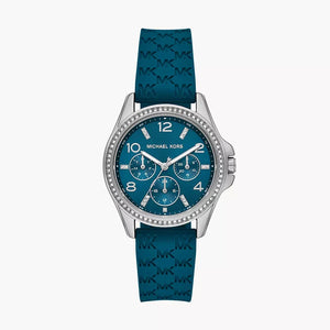 Michael Kors Mini Pilot Pave Blue Dial Blue Silicone Strap Watch for Women - MKO1004 Authentic Buy Shop Now