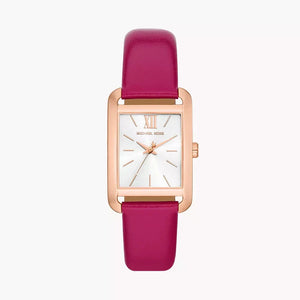 Michael Kors Monroe Three Hand White Dial Pink Leather Strap Watch for Women - MKO1029 Authentic Buy Shop Now