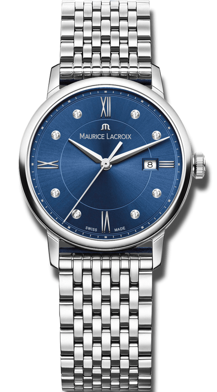Maurice Lacroix Eliros Diamonds Blue Dial Silver Steel Strap Watch For Women - EL1094-SS002-450-1 Authentic Buy Shop Now