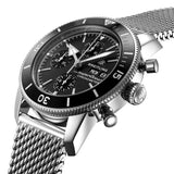 Breitling Superocean Heritage Chronograph 44 Black Dial Silver Mesh Bracelet Watch for Men - A13313121B1A1 Authentic Buy Shop Now