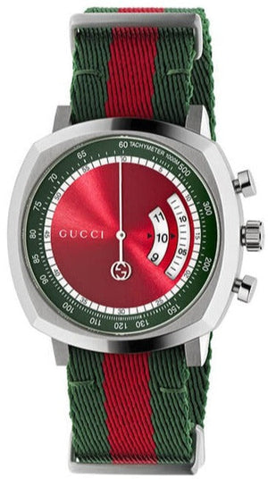 Gucci Grip Quartz Chronograph Red Dial Two Tone NATO Strap Watch for Men - YA157304 Authentic Buy Shop Now