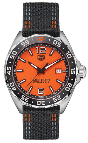 Tag Heuer Formula 1 Quartz Orange Dial Black Nylon Strap Watch for Men - WAZ101A.FC8305 Authentic Buy Shop Now