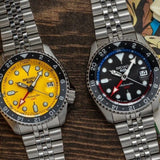 Seiko 5 Sport SKX GMT US Special Creation Automatic Yellow Dial Silver Steel Strap Watch for Men - SSK017K1 Authentic Buy Shop Now