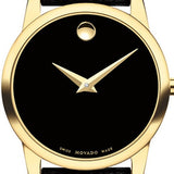 Movado Museum Classic Black Dial Black Leather Strap Watch For Women - 0607016 Authentic Buy Shop Now