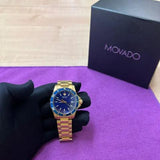 Movado Series 800 Blue Dial Gold Steel Strap Watch For Men - 2600144 Authentic Buy Shop Now