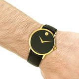 Movado Museum Classic Quartz Black Dial Black Leather Strap Watch for Men - 0607195 Authentic Buy Shop Now