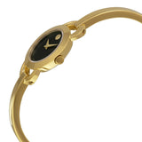 Movado Rondiro 22mm Black Dial Yellow Gold Steel Strap Watch For Women - 0606888 Authentic Buy Shop Now