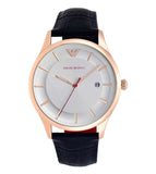Emporio Armani Classic Silver Dial Blue Leather Strap Watch For Men - AR11131 Authentic Buy Shop Now