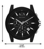 Armani Exchange Outerbanks Chronograph Black Dial Black Silicone Strap Watch For Men - AX1326 Authentic Buy Shop Now