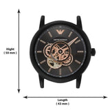 Emporio Armani Luigi Automatic Skeleton Black Dial Black Leather Strap Watch For Men - AR60012 Authentic Buy Shop Now