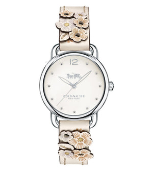 Coach Delancey White Dial Floral White Leather Strap Watch for Women - 14502760 Authentic Buy Shop Now