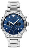 Emporio Armani Mario Chronograph Blue Dial Silver Steel Strap Watch For Men - AR11306 Authentic Buy Shop Now