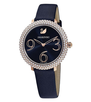 Swarovski Crystal Frost Blue Dial Blue Leather Strap Watch for Women - 5484061 Authentic Buy Shop Now