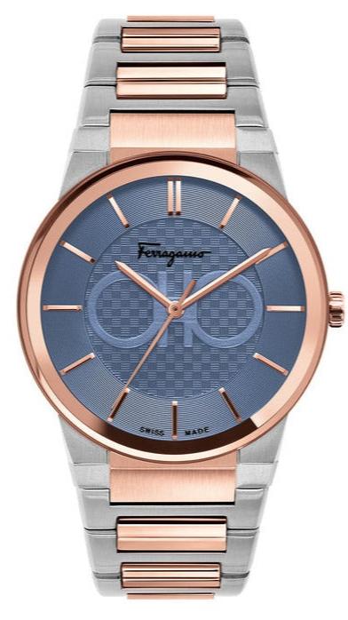 Salvatore Ferragamo Sapphire Blue Dial Two Tone Steel Strap Watch for Men - SFHP007-20 Authentic Buy Shop Now