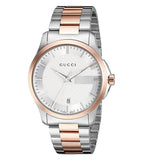 Gucci G Timeless Silver Dial Two Tone Steel Strap Watch For Men - YA126447 Authentic Buy Shop Now