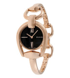 Gucci Horsebit Collection Black Dial Rose Gold Steel Strap Watch For Women - YA139507 Authentic Buy Shop Now