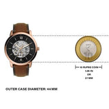 Fossil Neutra Automatic Skeleton Black Dial Brown Leather Strap Watch for Men - ME3195 Authentic Buy Shop Now