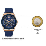 Guess Legacy Chronograph Blue Dial Blue Rubber Strap Watch For Men - W1049G9 Authentic Buy Shop Now