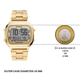 Fossil Retro Digital Gold Dial Gold Steel Strap Watch for Men - FS5843 Authentic Buy Shop Now