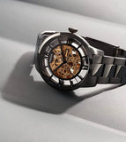 Fossil Townsman Automatic Skeleton Black Dial Black Steel Strap Watch for Men - ME3197 Authentic Buy Shop Now