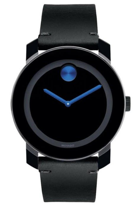 Movado Bold TR90 Black Dial Black Leather Strap Watch For Men - 3600307 Authentic Buy Shop Now