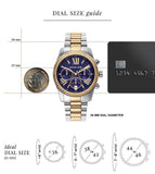 Michael Kors Lexington Chronograph Blue Dial Two Tone Steel Strap Watch For Women - MK7218 Authentic Buy Shop Now