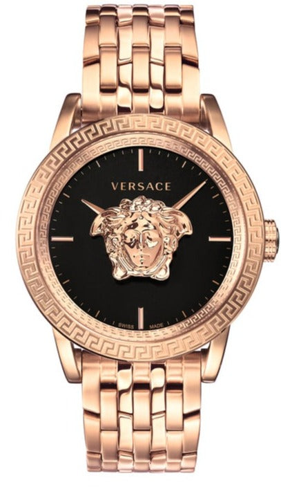 Versace Palazzo Empire Black Dial Rose Gold Steel Strap Watch for Men - VERD00718 Authentic Buy Shop Now