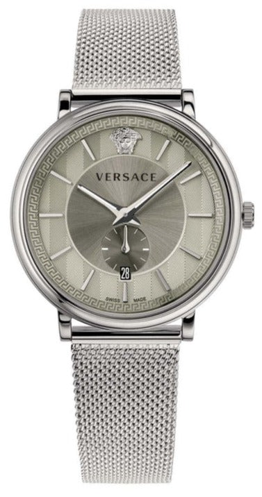 Versace V-Circle Silver Dial Silver Mesh Bracelet Watch for Men - VBQ060017 Authentic Buy Shop Now