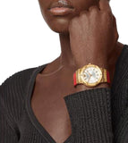 Versace Greca Silver Dial Red Leather Strap Watch for Women - VEVH00420 Authentic Buy Shop Now