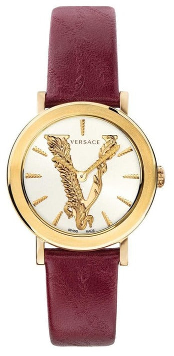 Versace Virtus White Dial Red Leather Strap Watch for Women - VEHC00219 Authentic Buy Shop Now